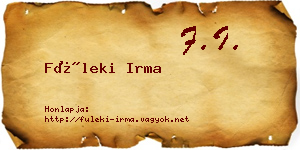 Füleki Irma névjegykártya